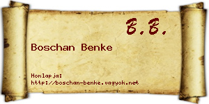 Boschan Benke névjegykártya
